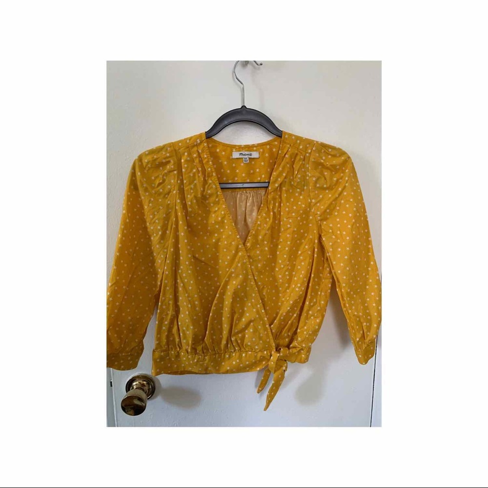 Madewell Yellow Wrap Top in Star Scatter, XXS